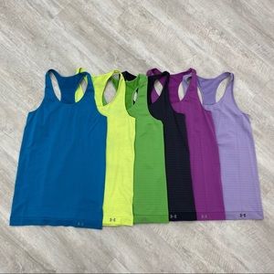 6 Under Armour HeatGear StudioLux Seamless Tanks